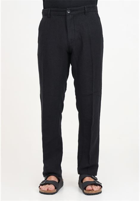 Black linen blend men's trousers SELECTED HOMME | 16093615Black